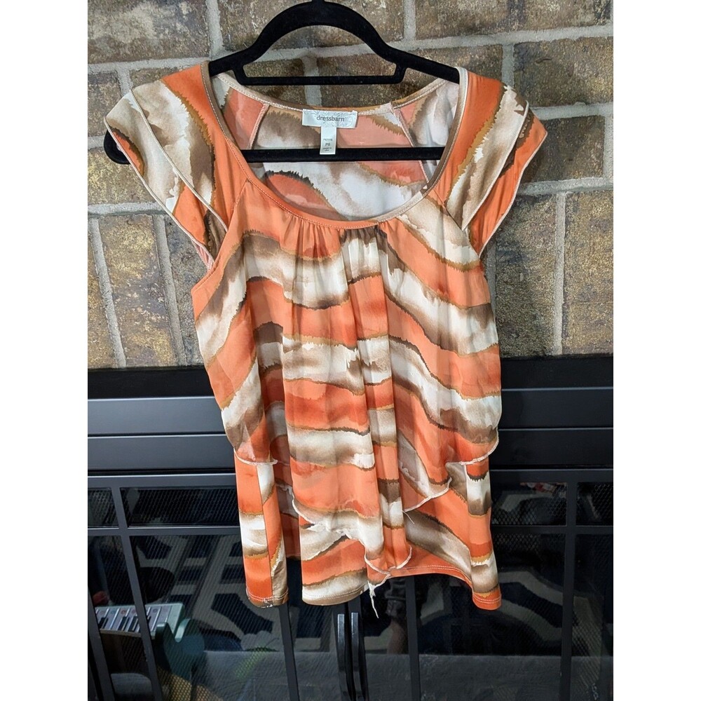 Dress Barn Southwestern Flowy Blouse Petite S African Vibes Boho Hippie EUC